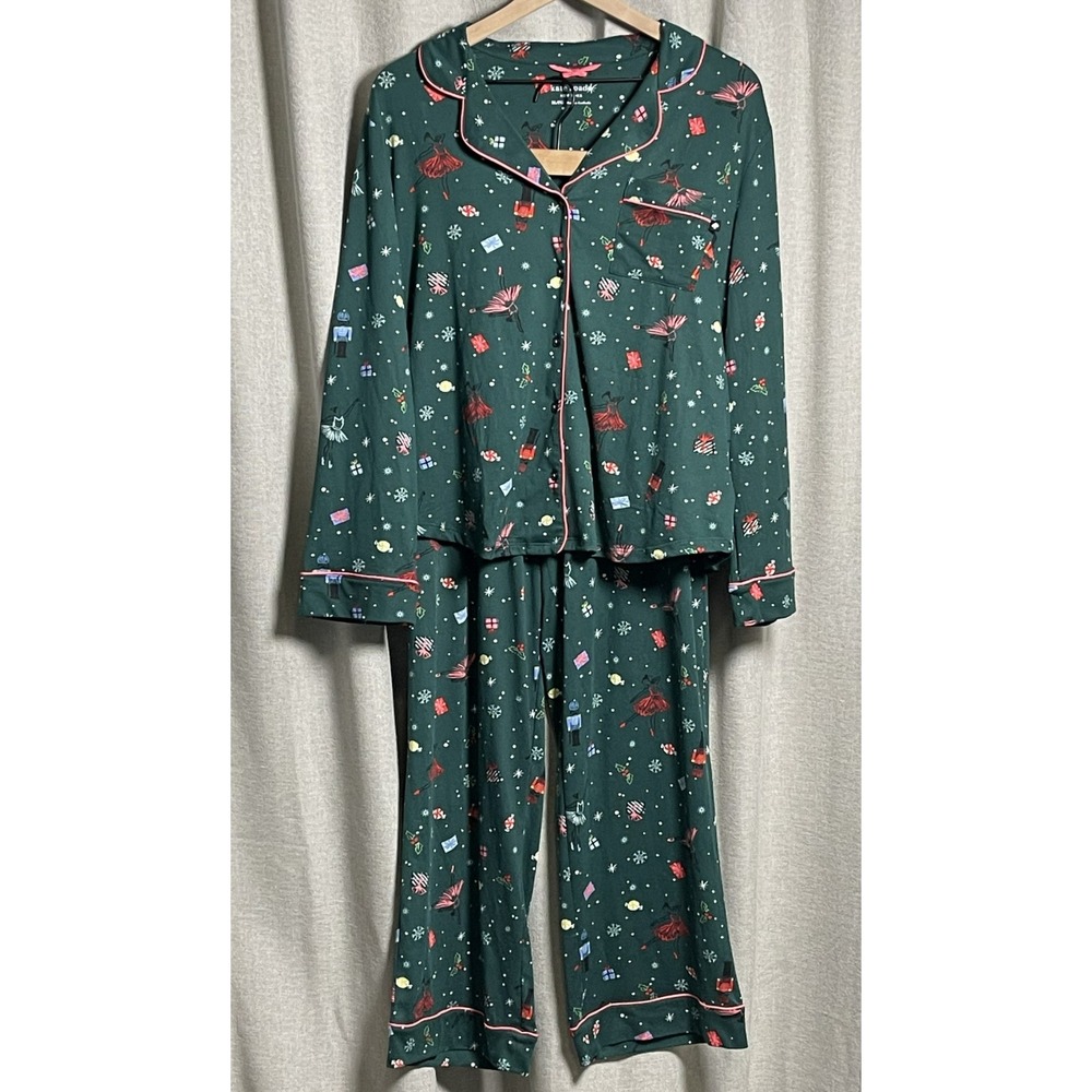 Kate Spade Pajama Set Womens XL Green Holiday Nutcracker/ Sugarplum Fairy